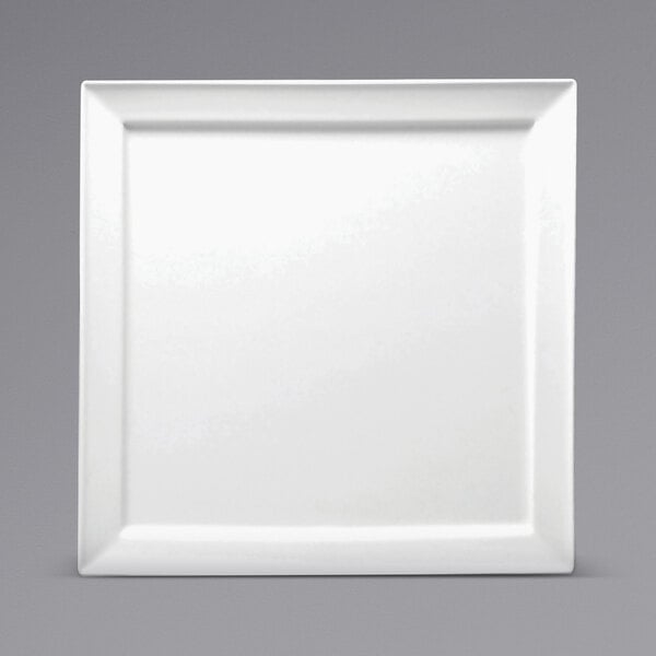 A white square plate with a square edge.
