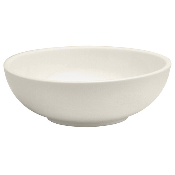 A white Oneida Buffalo porcelain pasta bowl with a rolled edge.