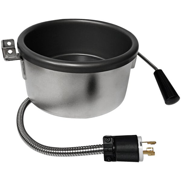A silver Paragon kettle with a black handle and cable.