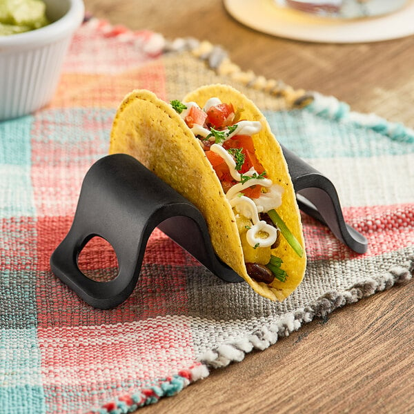 Tablecraft 10277BK Taco Taxi 3 1/2" x 2 3/16" x 1 9/16" Black Taco Holder with 1 or 2 Compartments