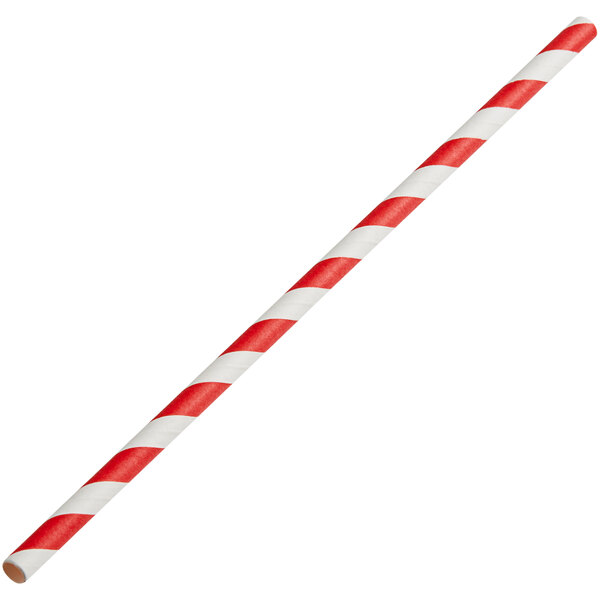 A red and white striped paper EcoChoice cake pop stick.