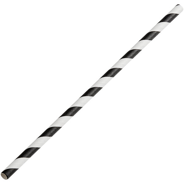 An EcoChoice black and white striped paper cake pop stick.