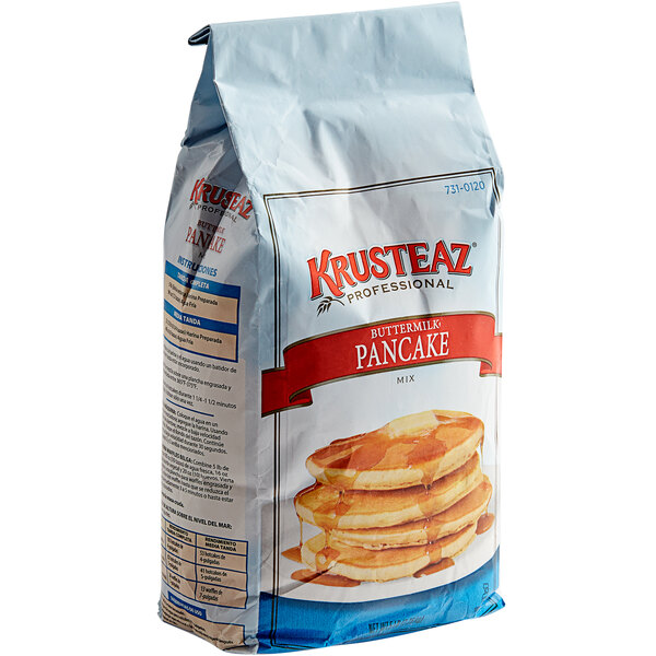 A white bag of Krusteaz Professional Buttermilk Pancake Mix.