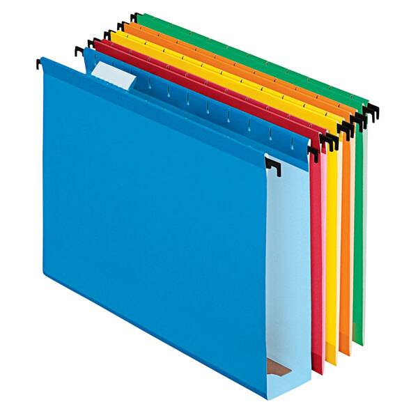 A group of Pendaflex SureHook letter size hanging folders in assorted colors.