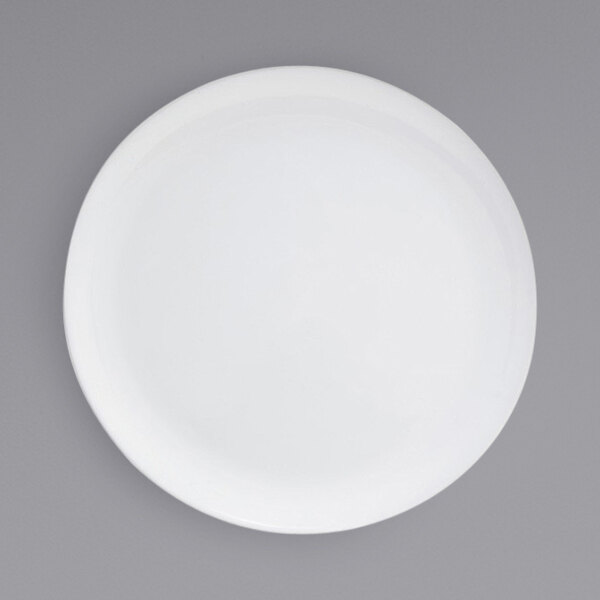 A Front of the House Harmony bright white porcelain platter with a circular rim.