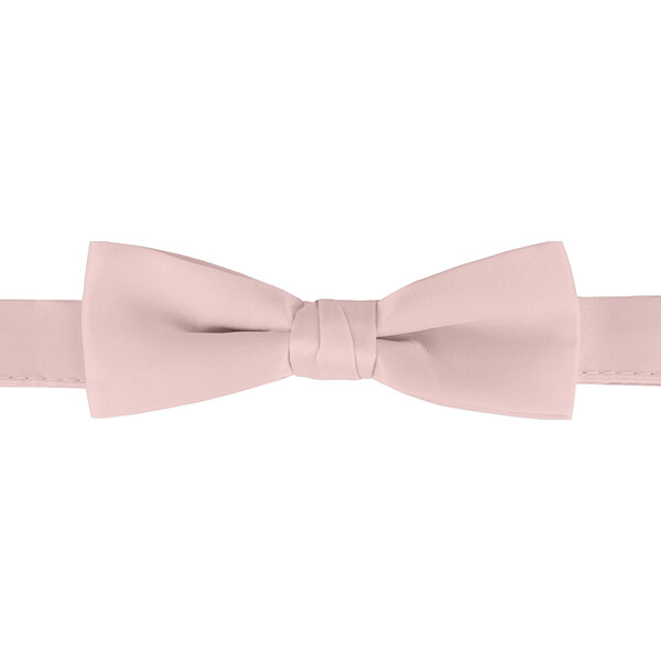 A close-up of a light pink Henry Segal adjustable band poly-satin bow tie.