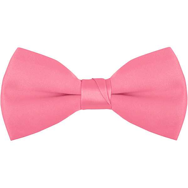 A hot pink poly-satin bow tie with a clip.