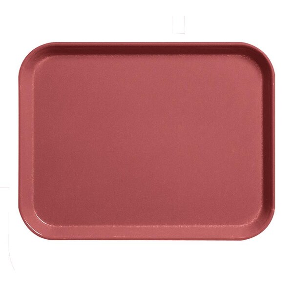A red rectangular Cambro tray with a small handle.