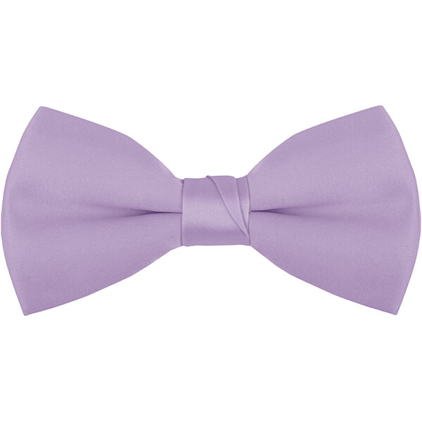 A close-up of a lavender Henry Segal clip-on bow tie.