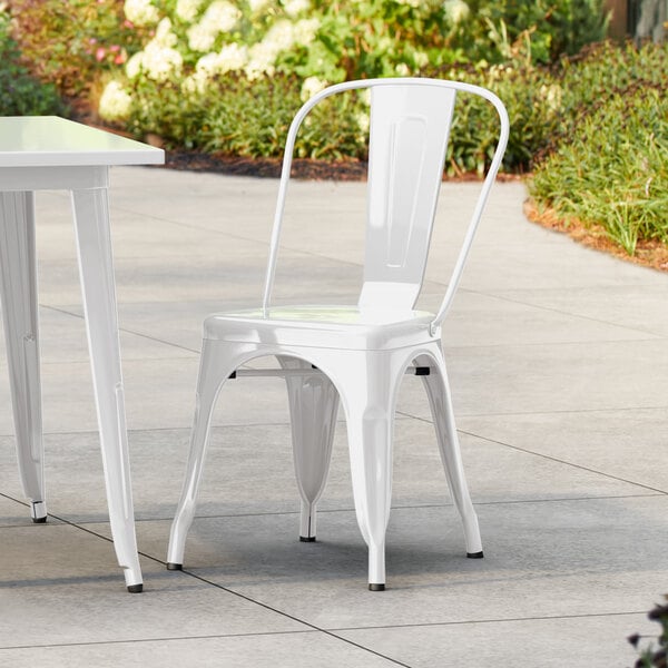 Lancaster Table & Seating Alloy Series White Outdoor Cafe Chair