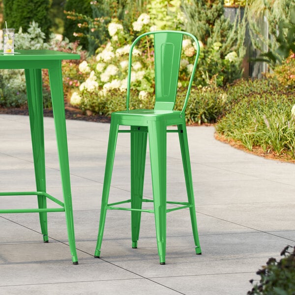 Lancaster Table & Seating Alloy Series Green Outdoor Cafe Barstool