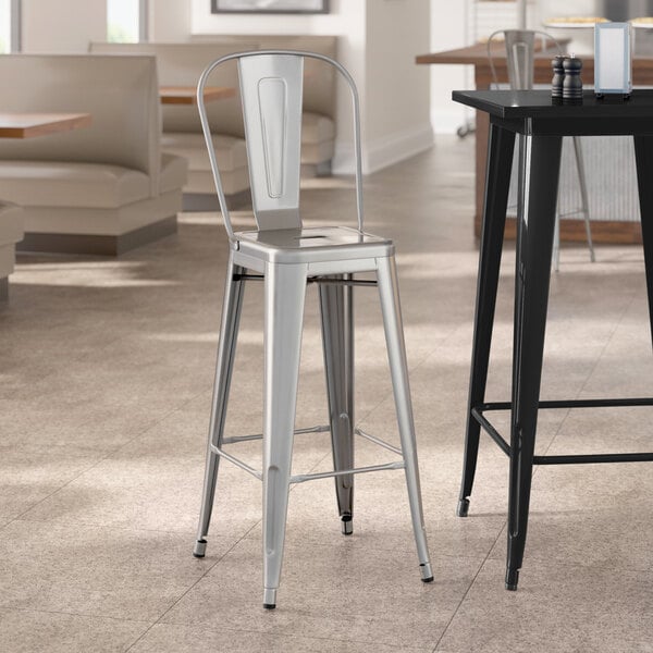 Lancaster Table & Seating Alloy Series Clear Coat Indoor Cafe Barstool