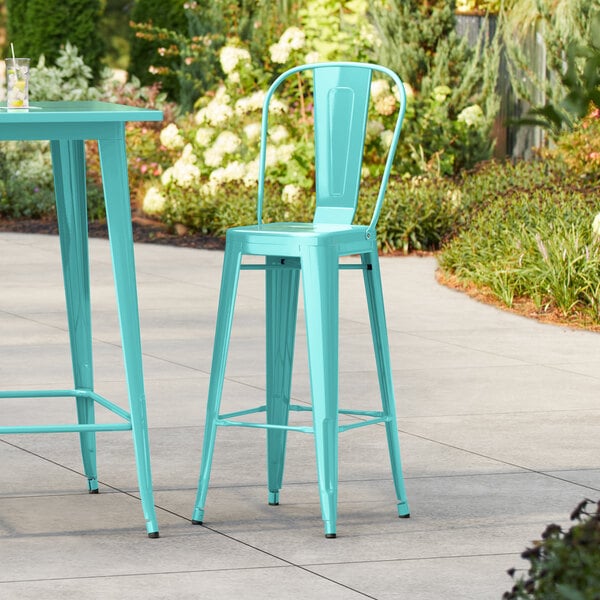 Lancaster Table & Seating Alloy Series Seafoam Outdoor Cafe Barstool