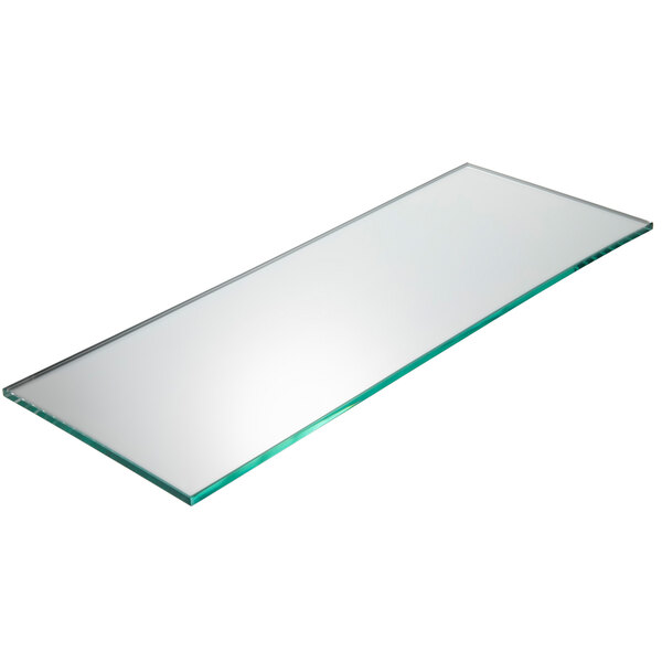 A rectangular smoked glass shelf with a clear border.