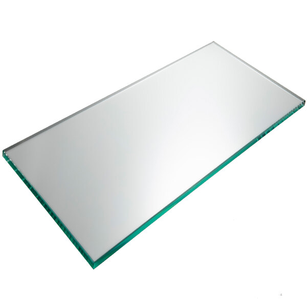 A rectangular smoked glass shelf with a clear border.