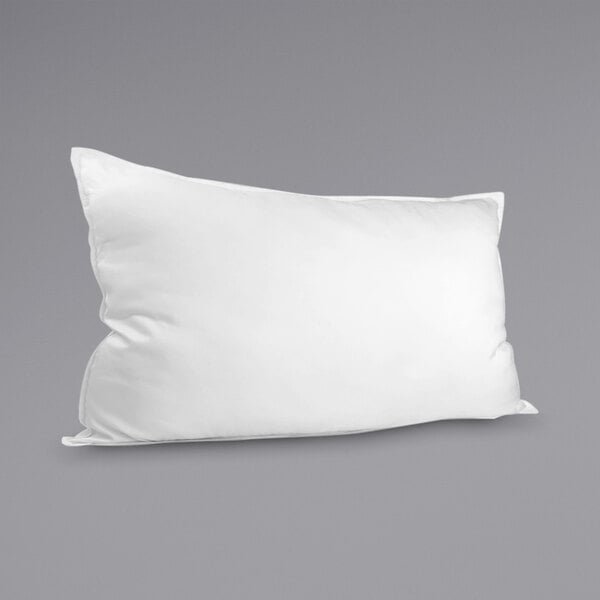 A white Oxford Microgel standard size pillow on a gray background.