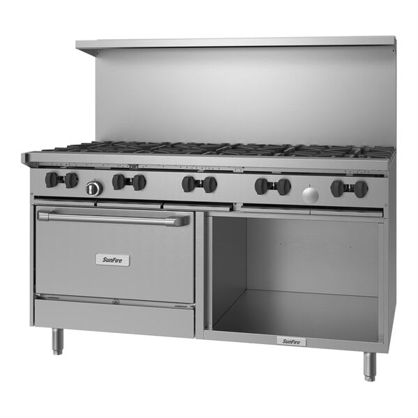 Garland SunFire Series X60-10RS Natural Gas 10 Burner 60" Range with Standard Oven and Open Storage Base - 333,000 BTU