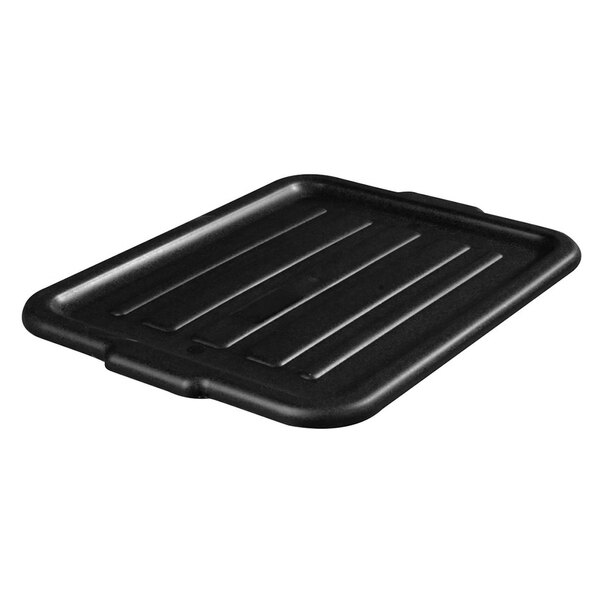 A black square bus tub lid with a handle.