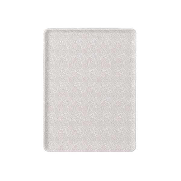 A white rectangular tray with an abstract gray pattern.