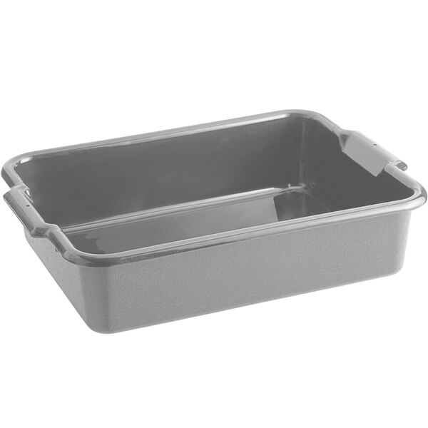 A gray rectangular container with handles.