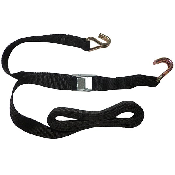 A black Magliner cam strap with metal hooks.