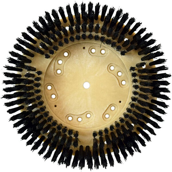 A circular Bissell Commercial black polypropylene carpet scrubbing brush with black bristles.