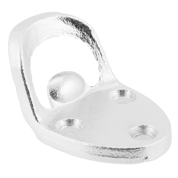 A silver metal Surface Mount Bottle Opener bracket with holes.