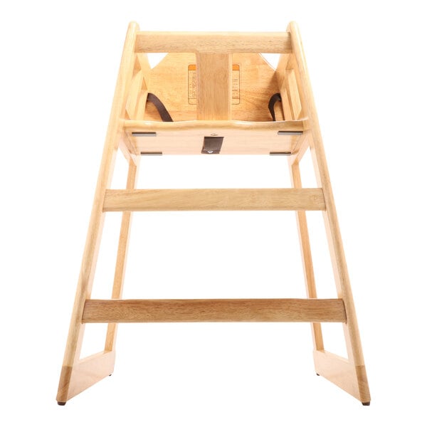 A GET wooden high chair with a seat and back.