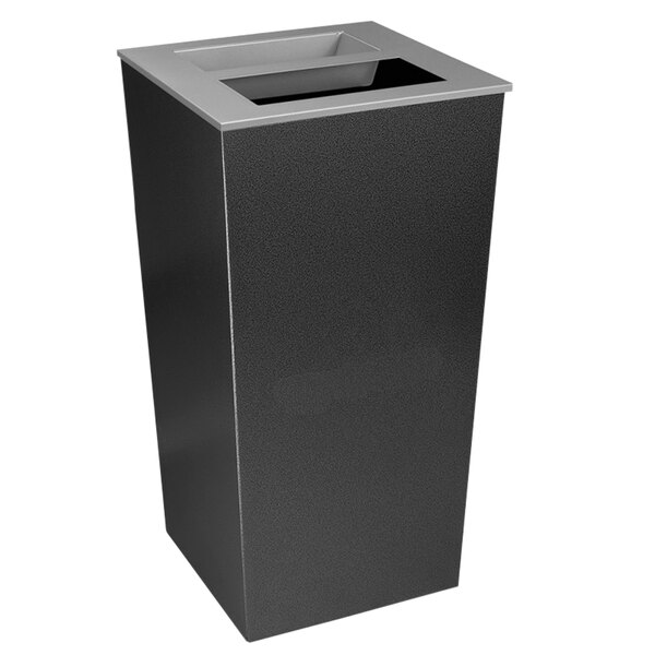 A black rectangular Ex-Cell Kaiser Metro Companion XL trash receptacle with a white top.