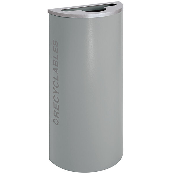 An Ex-Cell Kaiser hammered grey half round recycle bin with a black lid.