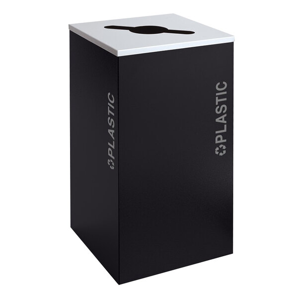 A black box with white text for an Ex-Cell Kaiser Black Tie Kaleidoscope Pebble Black Gloss Recycling Receptacle.
