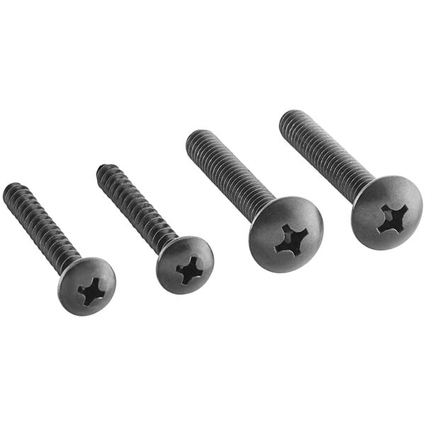 Three Lancaster Table & Seating wood screws with a cross.