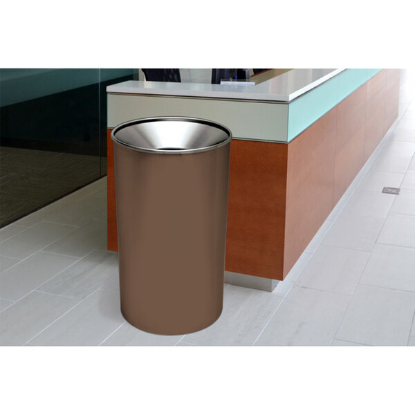 A brown Ex-Cell Kaiser Premier Series steel waste receptacle.