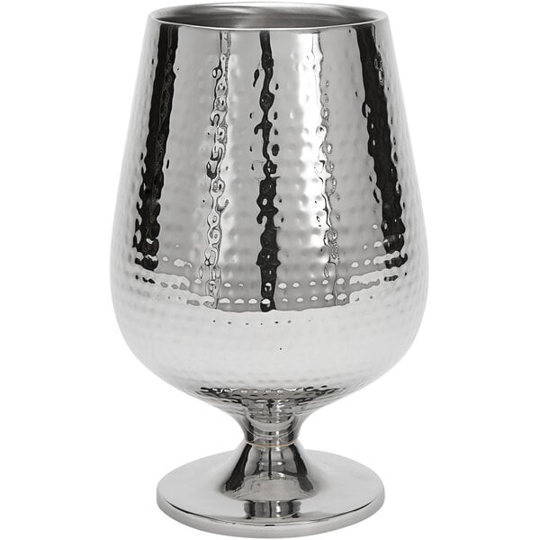 An American Metalcraft hammered stainless steel wine cooler.