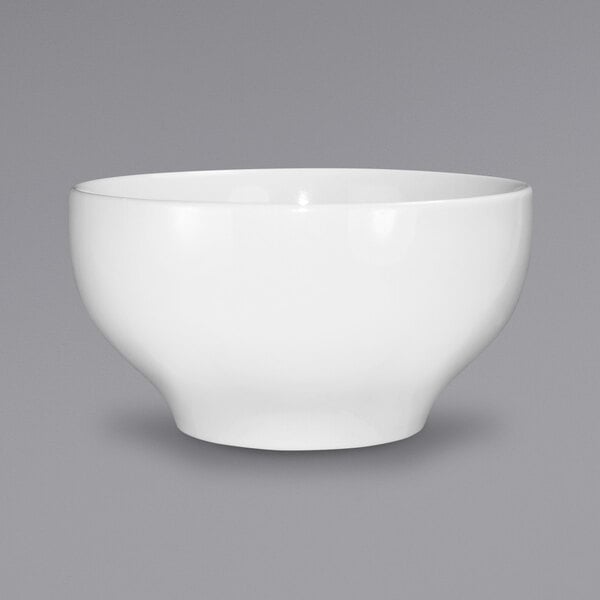 A white bowl with a gray background.