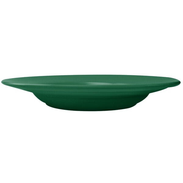 A green International Tableware stoneware pasta bowl.