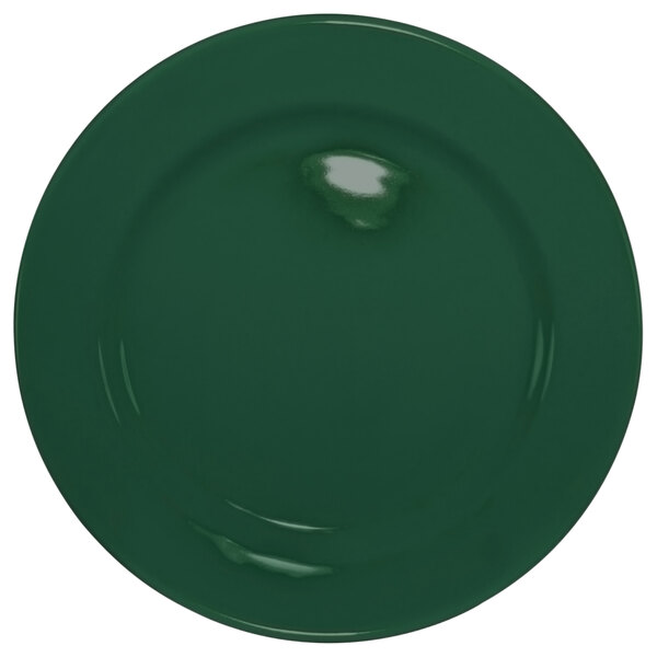 A green plate with a white background.