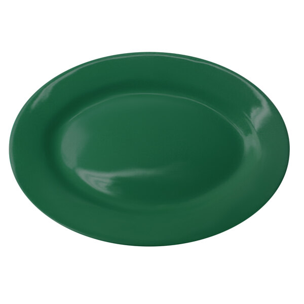 A green oval International Tableware Cancun platter.