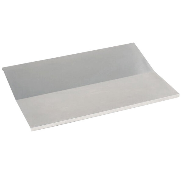 A white rectangular dust cover with a silver edge.