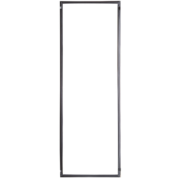 A rectangular black metal frame with a white background.