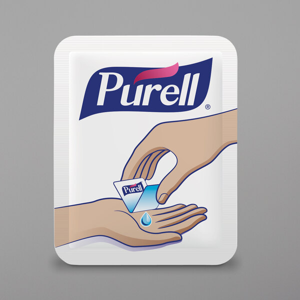 A package of Purell hand sanitizer packets.