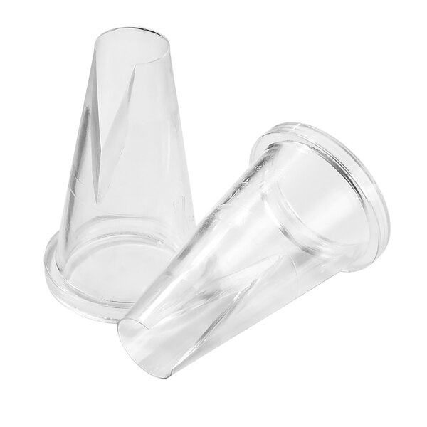 A clear plastic cone with two Matfer Bourgeat Saint Honore piping tips inside.
