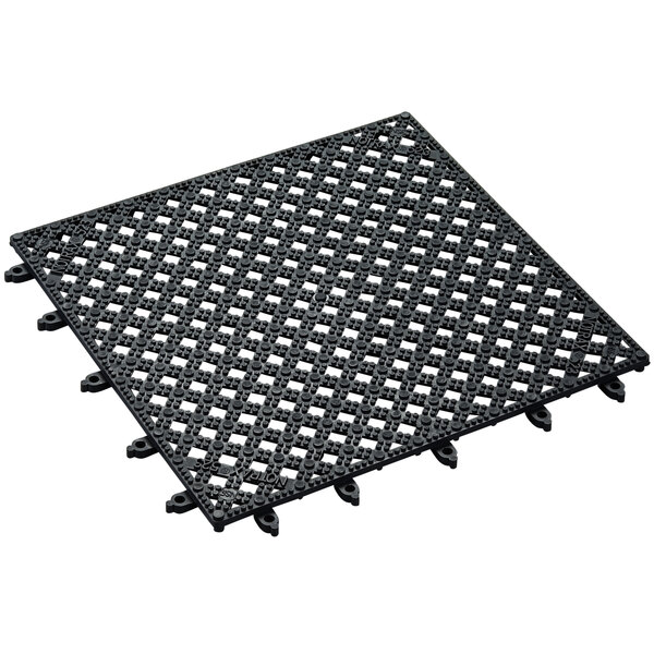 An American Metalcraft black vinyl interlocking bar tile with a grid of holes.