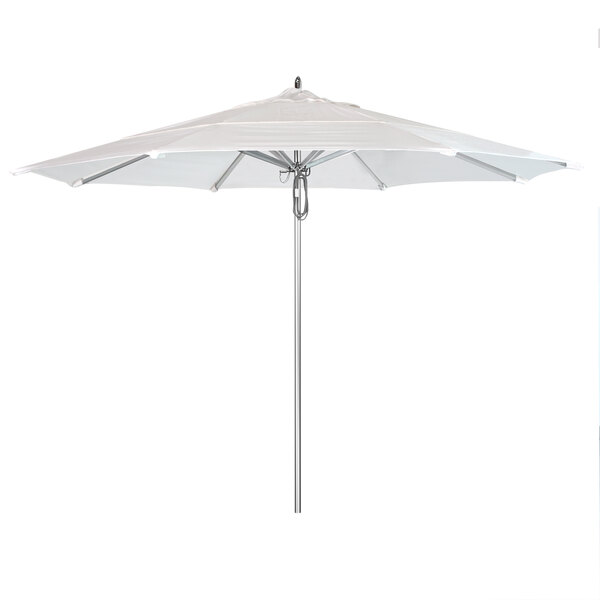 A California Umbrella with Sunbrella Natural fabric canopy.