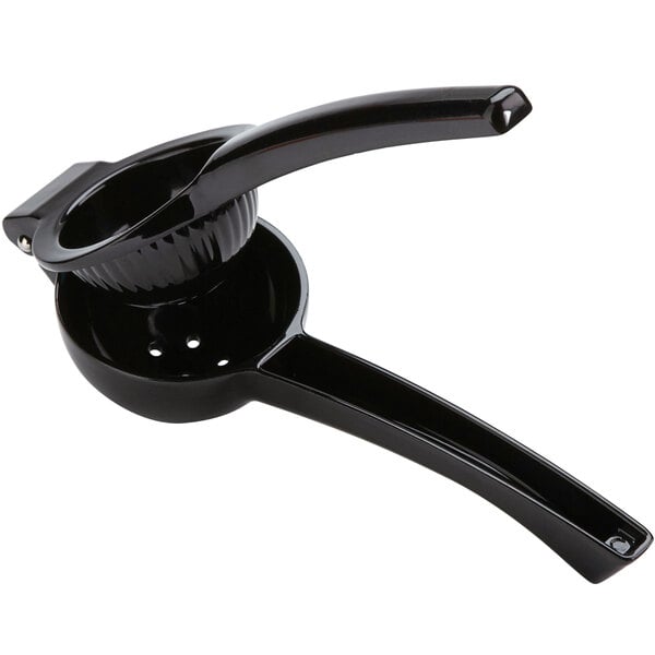 An American Metalcraft stainless steel citrus juicer with a black plastic handle.