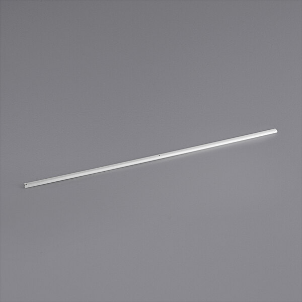 A long white plastic cross bar for a Backyard Pro Courtyard canopy on a gray background.