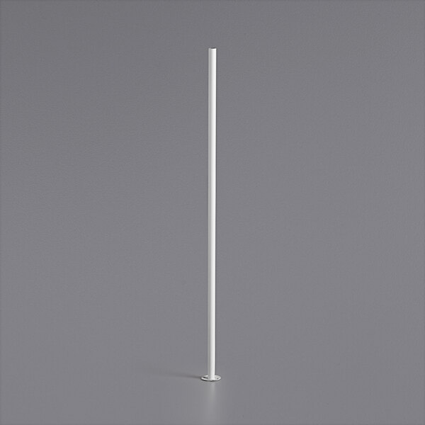 A white pole with a white base on a gray surface.