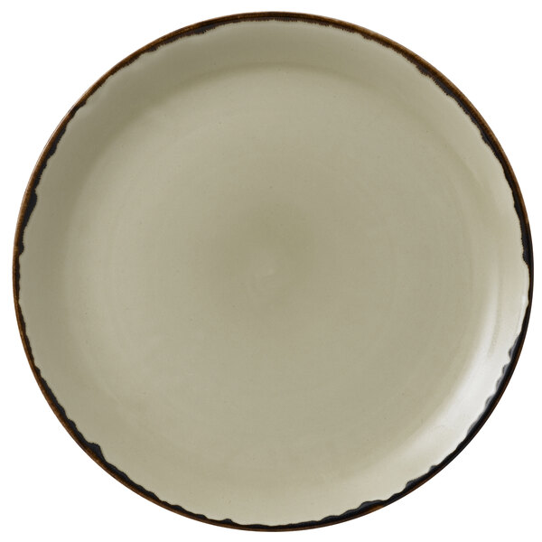 A Dudson Harvest china plate with a brown border.