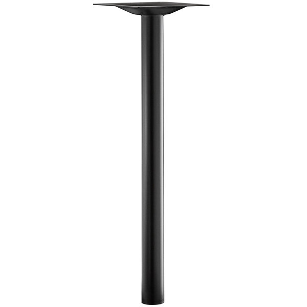 A black metal pole for a bar height table.