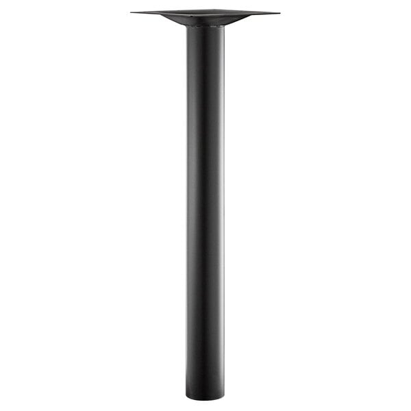 A black metal Lancaster Table & Seating Excalibur bar height table base column.